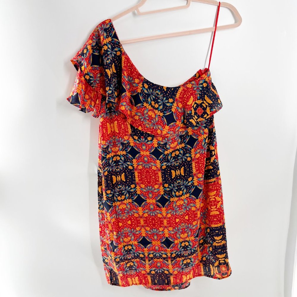 collective concept orange floral one shoulder dress Size M NWT